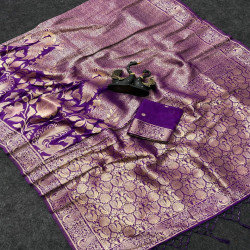 Premium Meenakari Jacquard Woven Saree with Blouse